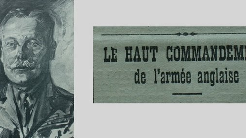 Une de journal : « Le haut commandement de l'armée anglaise. » et portrait du Douglas Haiq.