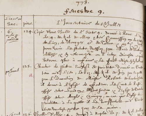 Vue de détail du folio de l’inventaire de Jean Lardier consacré à la charte