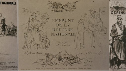 Plusieurs affiches appelant à l'emprunt de la Défense nationale