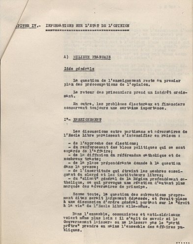 Extrait de la synthèse n° 8 de la direction régionale des contrôles techniques pour la région d’Angers, 10-15 avril 1945.