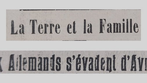 Unes de journal : « La terre et la famille. Deux Allemands s'évadent d'Avrillé. »