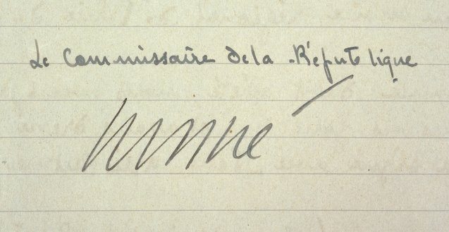 Signature de Michel Debré au bas du procès-verbal d'installation de prise de fonctions en tant que commissaire de la République de la région d'Angers, 10 août 1944