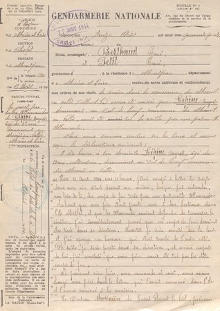 Procès-verbal de la brigade de gendarmerie de Montjean sur le décès d’Auguste Lépine, 13 août 1944