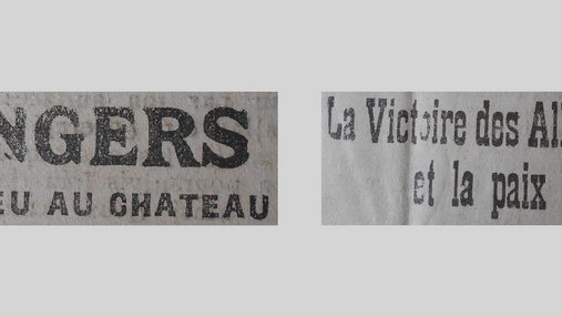 Unes de journal : « Angers : le feu au château. La victoire des Alliés et la paix bulgare. »