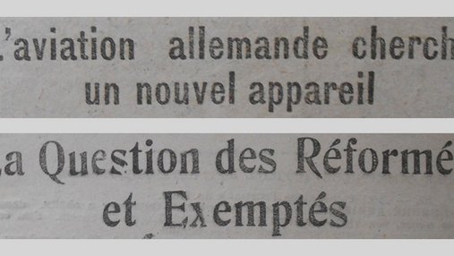 Unes de journal : « L'aviation allemande cherche un nouvel appareil. La question des réfomés et exemptés. »