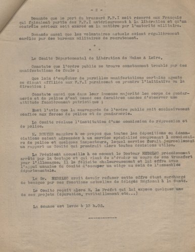 Compte-rendu de séance du comité départemental de Libération, 14 août 1944