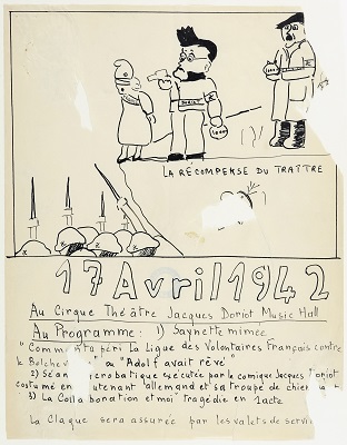 Tract de la Résistance diffusé lors du meeting de Jacques Doriot au Cirque-Théâtre à Angers, 17 avril 1942.