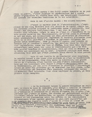 Rapport de Michel Debré, commissaire régional de la République, 15 janvier 1945.
