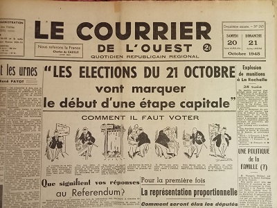 Une du « Courrier de l’Ouest », 20 et 21 octobre 1945