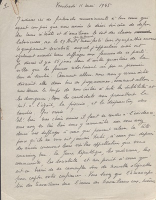 Discours de Germaine Canonne, 11 mai 1945