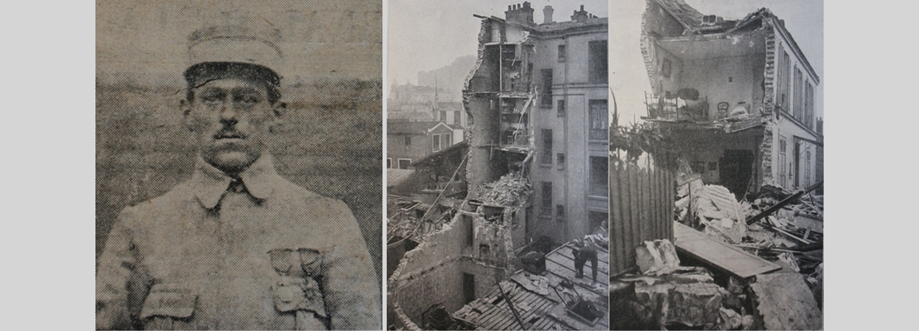 Photo d'Adrien Pauron et de villes en ruines.