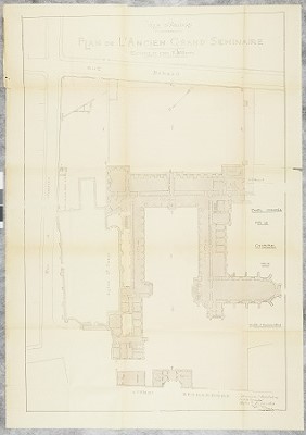Plan du terrain et des immeubles à acquérir par la Ville d’Angers pour l’aménagement d’un collège de jeunes filles dans l’ancien grand séminaire d’Angers, 19 juin 1912