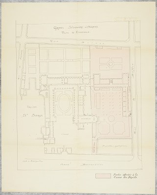Plan d’ensemble du grand séminaire d’Angers, avec la partie affectée à la Caisse des Dépôts et Consignations, 27 avril 1910