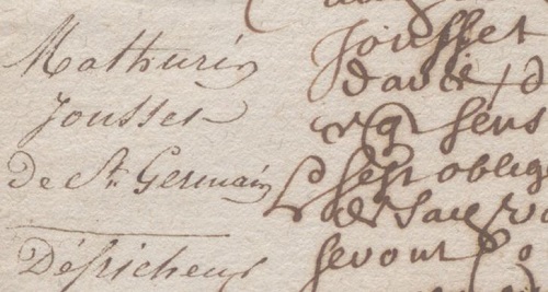 Extrait de l'acte notarié de recrutement de Mathurin Jousset, habitant de Saint-Germain-d'Arcé, comme colon pour Montréal, 2 mai 1653. 