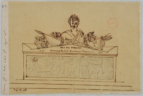 Dessin d’un projet de monument conçu par David d’Angers, numéroté 3