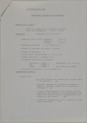 Rapport sur les conditions d’enseignement du judo à Avrillé, 7 octobre 1975