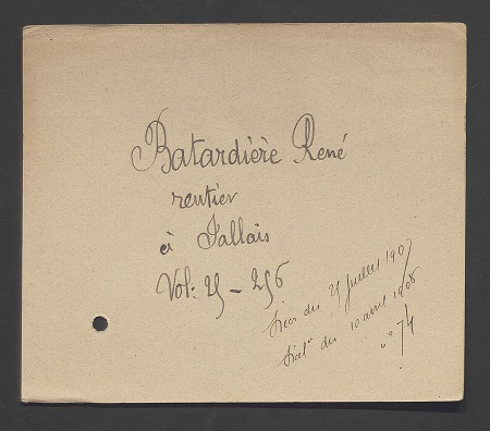 Fiche de René Bâtardière au fichier mobile du bureau d’Enregistrement de Beaupréau