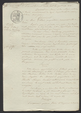 Acte de vente d’un terrain par René Gillard à Pierre Joncheray, dressé par Maître Boucé, 14 mai 1838